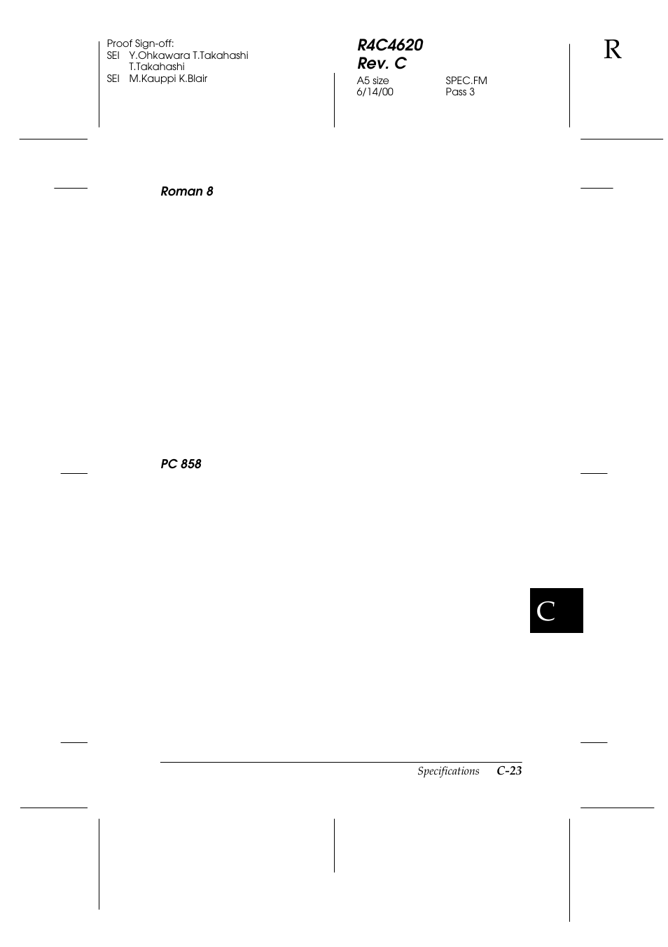 Roman 8, Pc 858 | Epson 24-Pin User Manual | Page 217 / 249