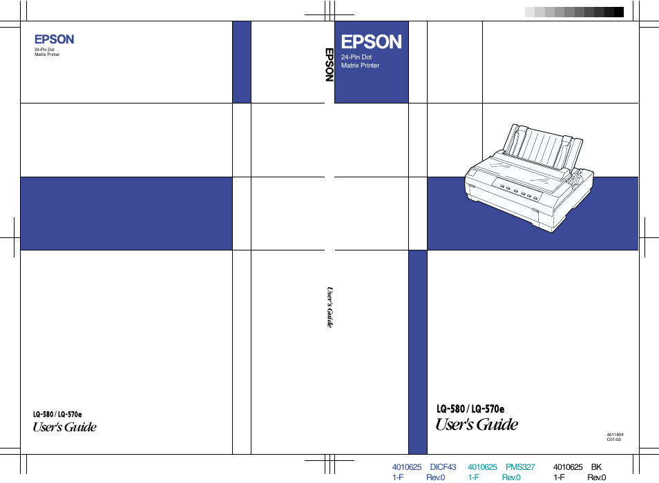 Back cover, User's guide | Epson 24-Pin User Manual | Page 249 / 249