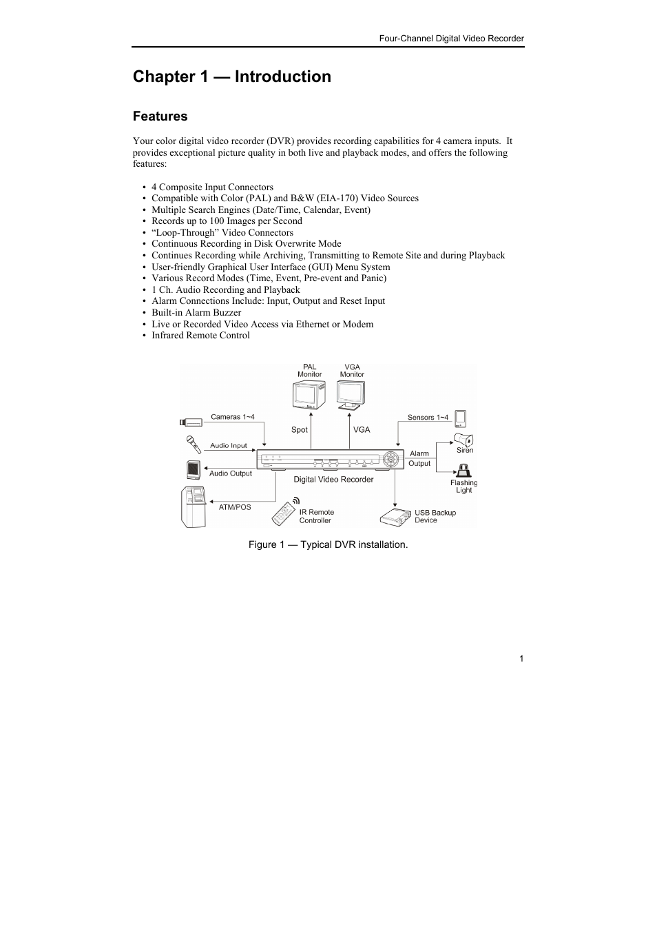 Chapter 1 — introduction, Features | Epson DX-TL4E User Manual | Page 13 / 57