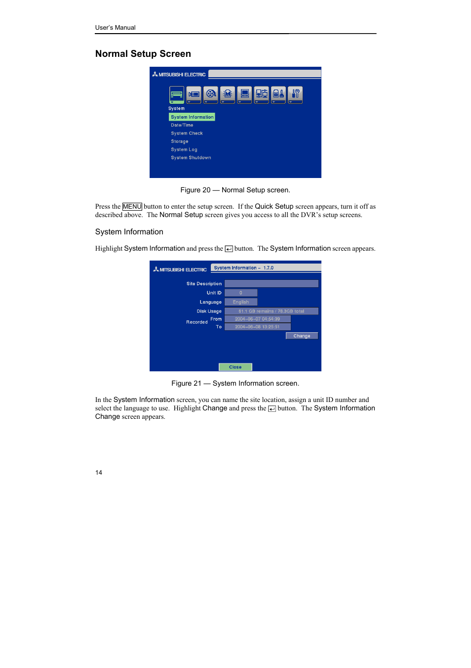 Normal setup screen | Epson DX-TL4E User Manual | Page 26 / 57