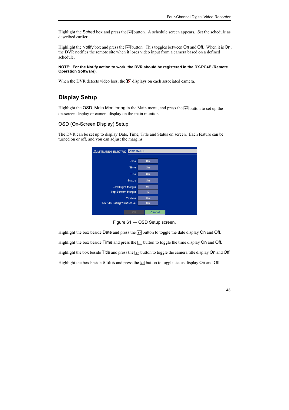 Display setup | Epson DX-TL4E User Manual | Page 55 / 57