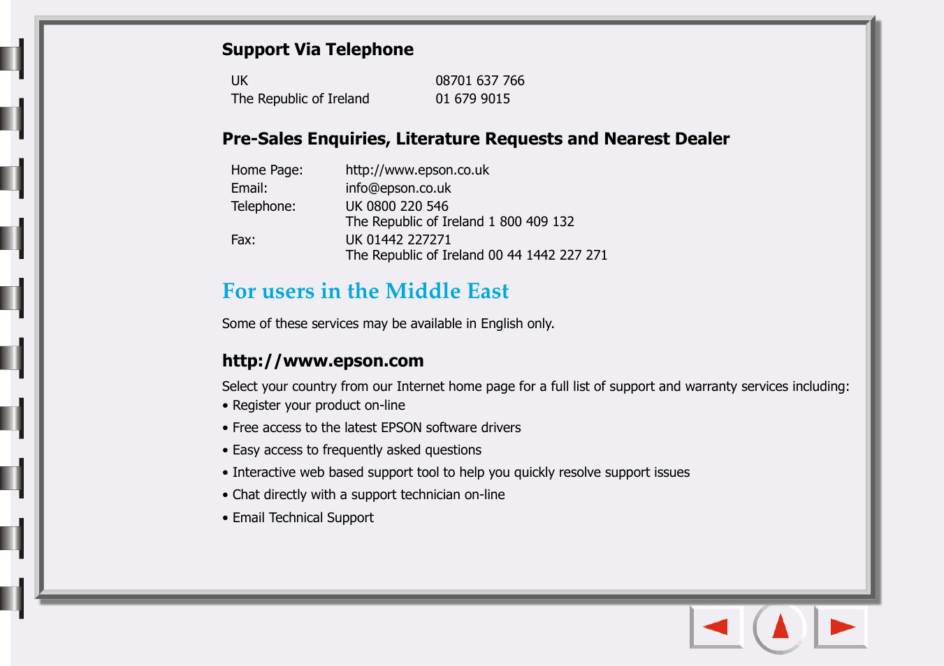 For users in the middle east | Epson 660 User Manual | Page 75 / 92