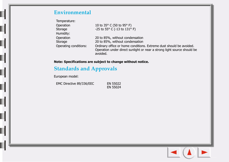 Environmental, Standards and approvals | Epson 660 User Manual | Page 90 / 92