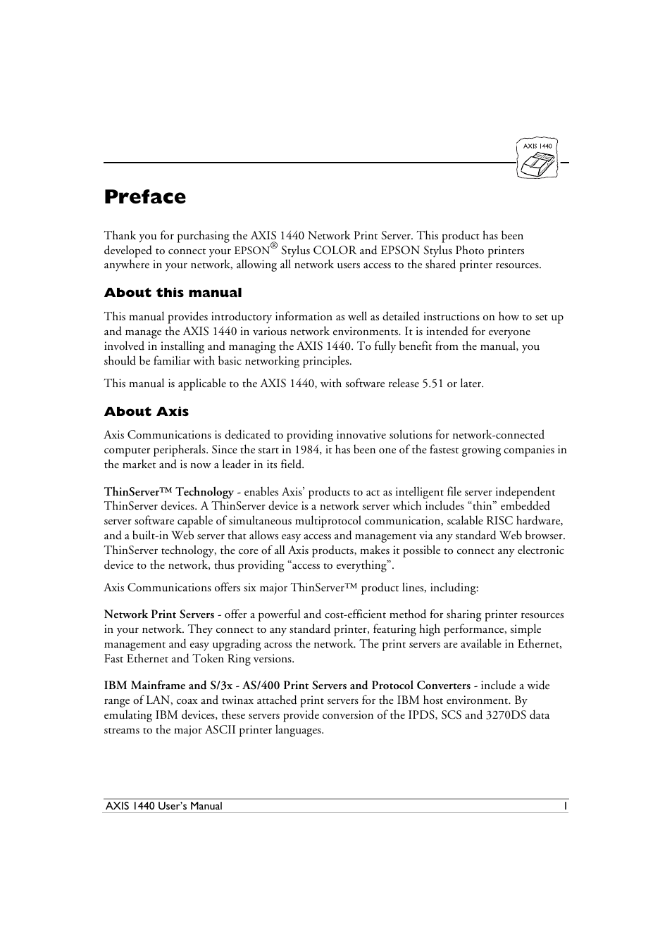 Preface | Epson 1440 User Manual | Page 11 / 100