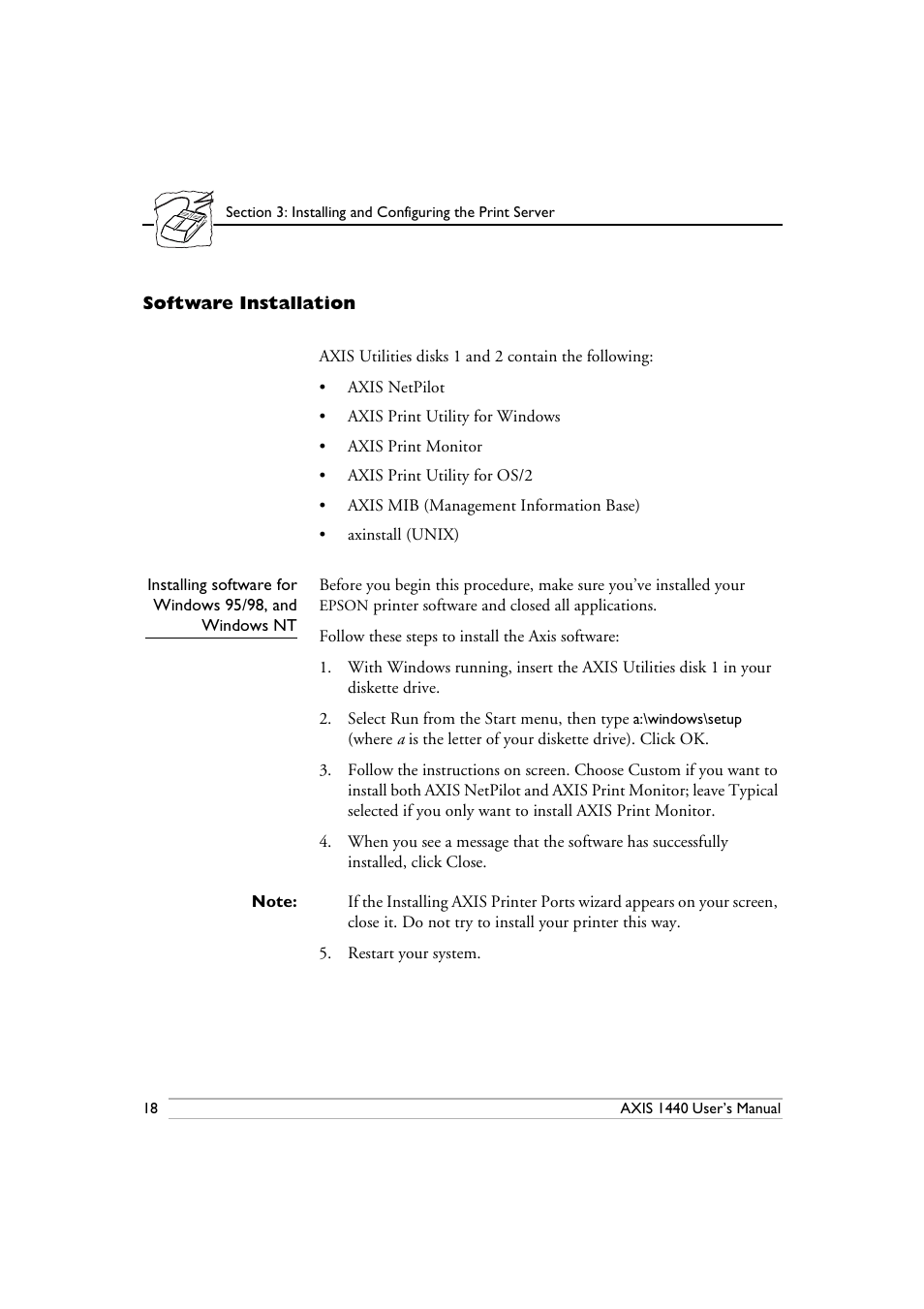 Software installation | Epson 1440 User Manual | Page 28 / 100