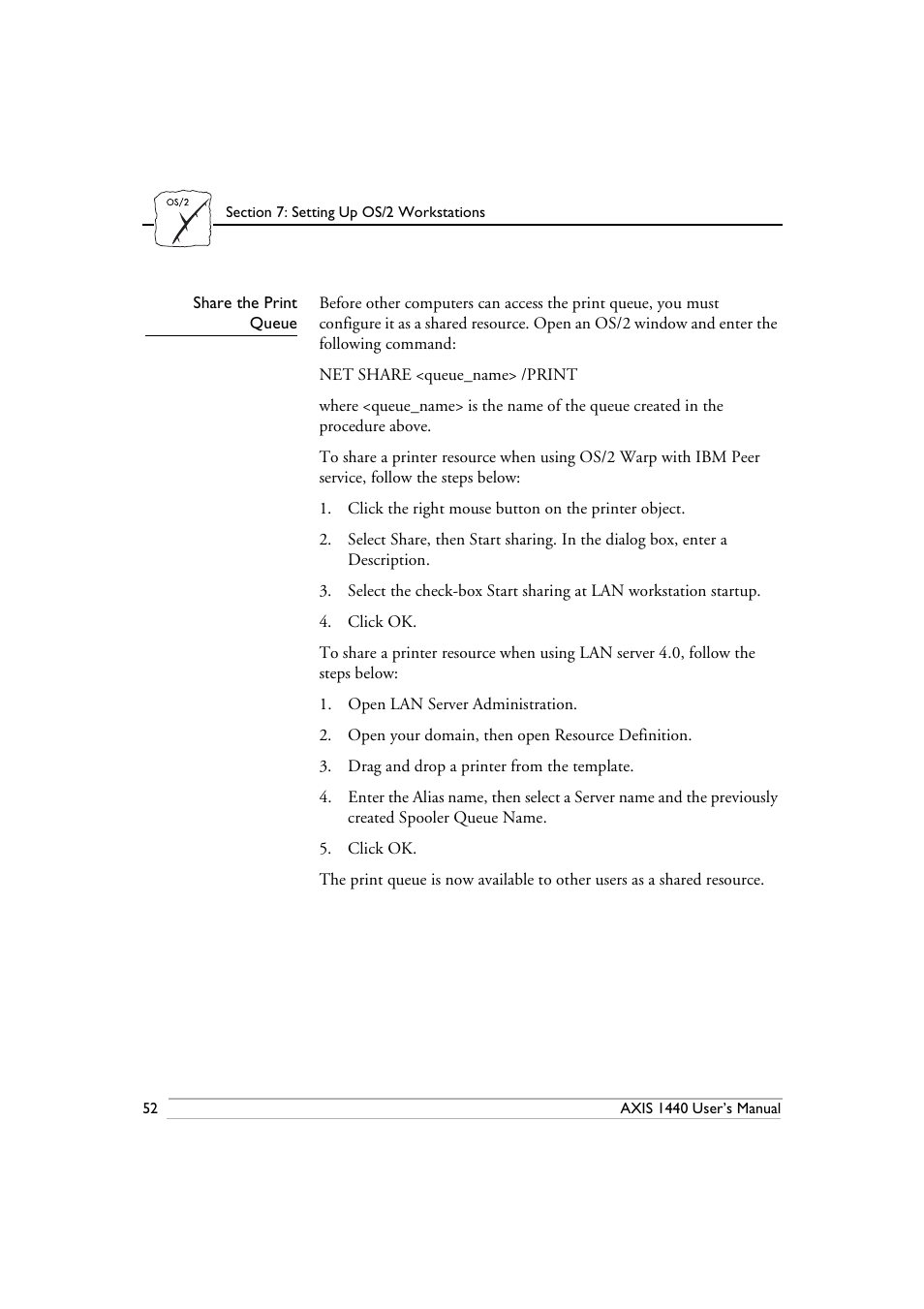 Share the print queue | Epson 1440 User Manual | Page 62 / 100