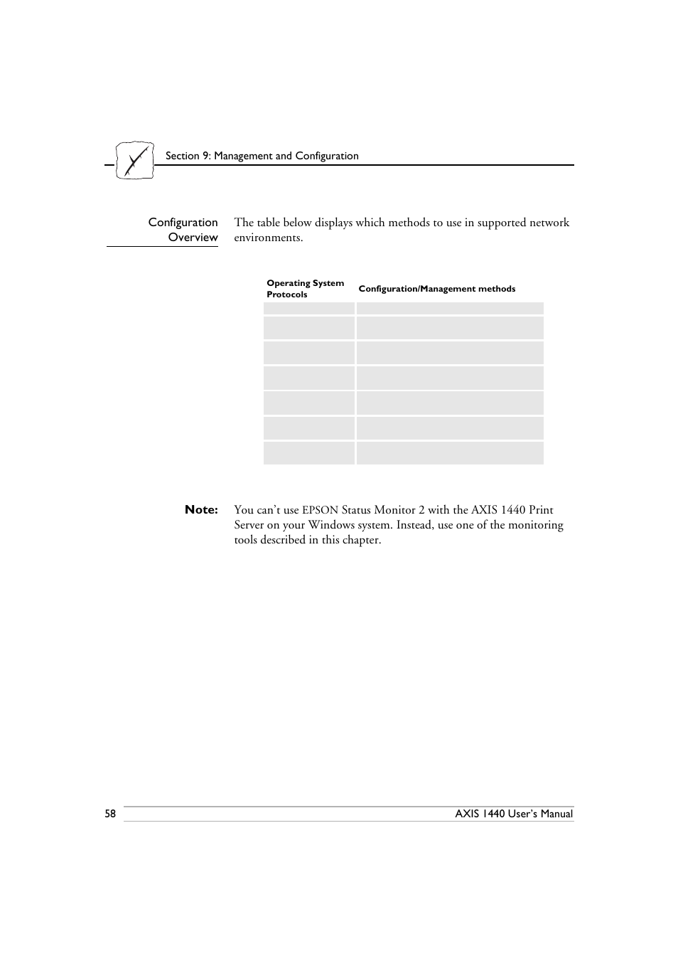 Configuration overview | Epson 1440 User Manual | Page 68 / 100