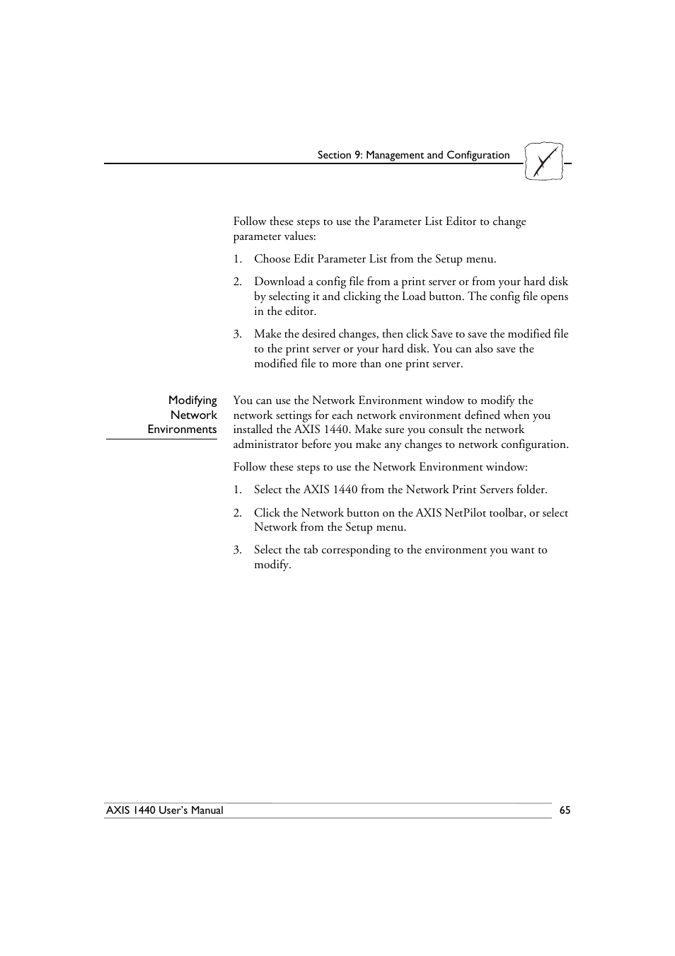 Modifying network environments | Epson 1440 User Manual | Page 75 / 100