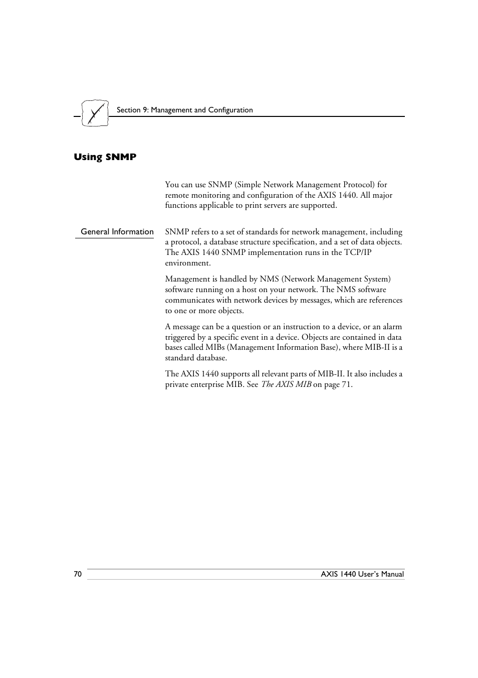 Using snmp, General information | Epson 1440 User Manual | Page 80 / 100