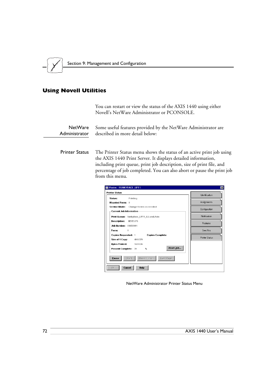 Using novell utilities, Netware administrator | Epson 1440 User Manual | Page 82 / 100