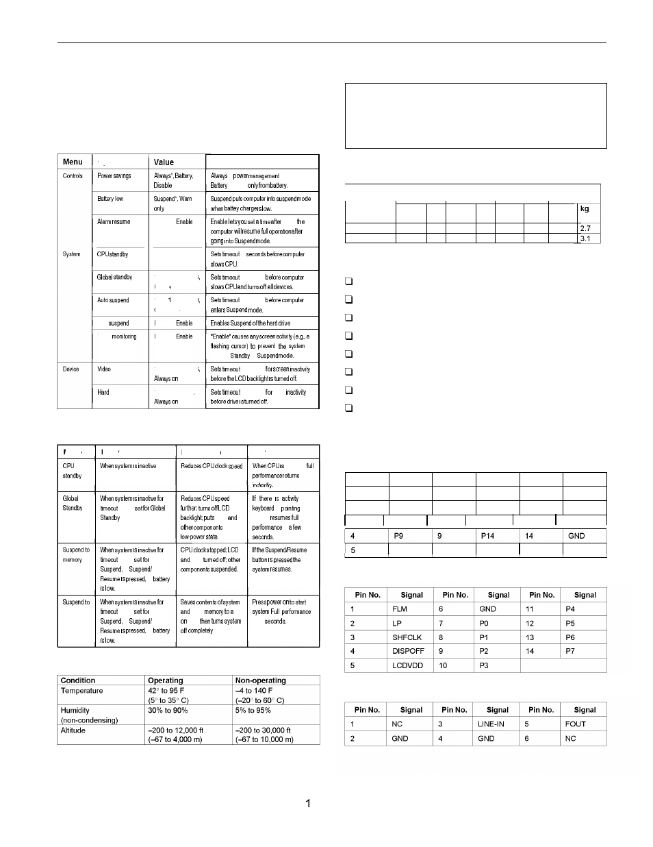 Environmental requirements, Physical dimensions, Optional equipment | Connector pin assignments, An650-3, Lcd connector 1 (jp202), Line in connector (jp203) | Epson 650 User Manual | Page 3 / 7