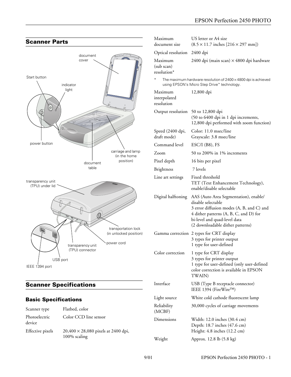 Epson Perfection PHOTO 2450 User Manual | 5 pages