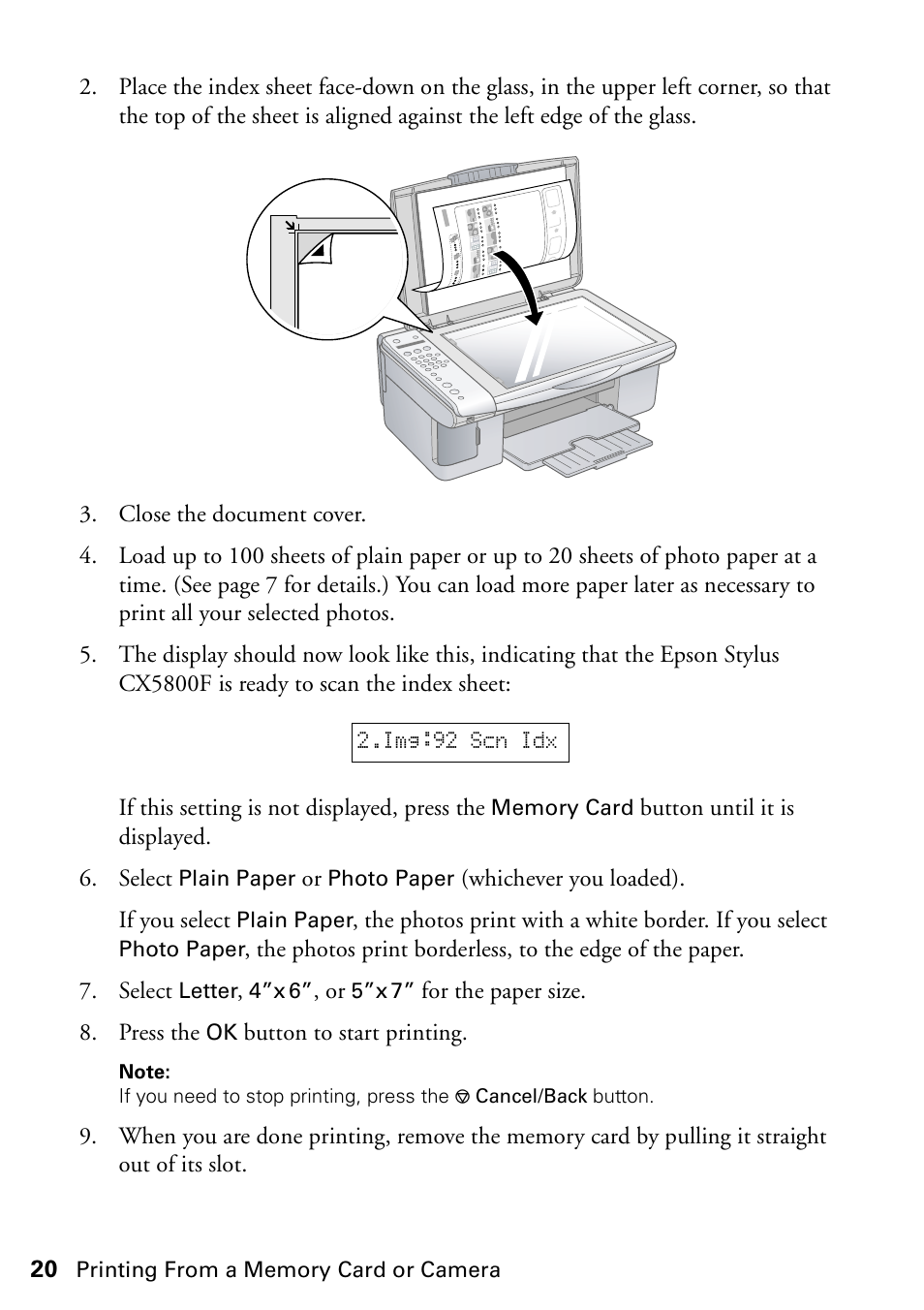 Epson Stylus CX5800F User Manual | Page 20 / 72