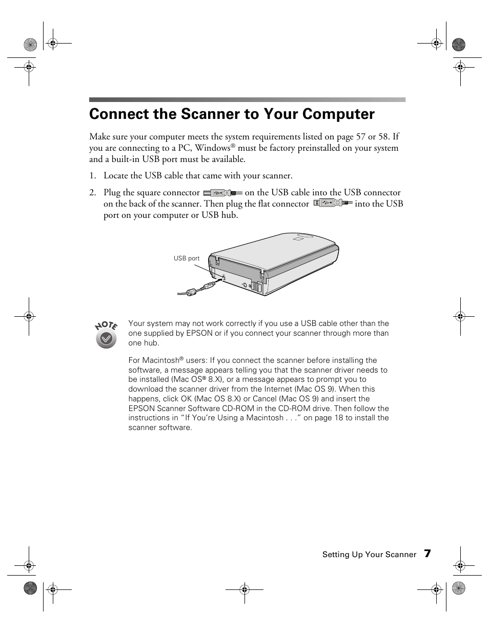 Connect the scanner to your computer | Epson color Perfection 640U User Manual | Page 12 / 71