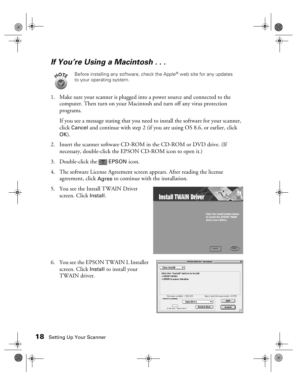 If you’re using a macintosh | Epson color Perfection 640U User Manual | Page 23 / 71