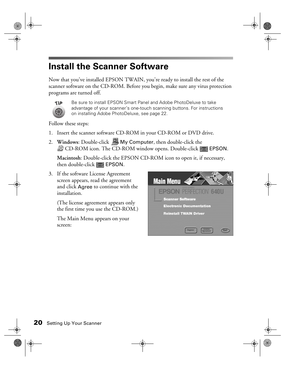 Install the scanner software | Epson color Perfection 640U User Manual | Page 25 / 71