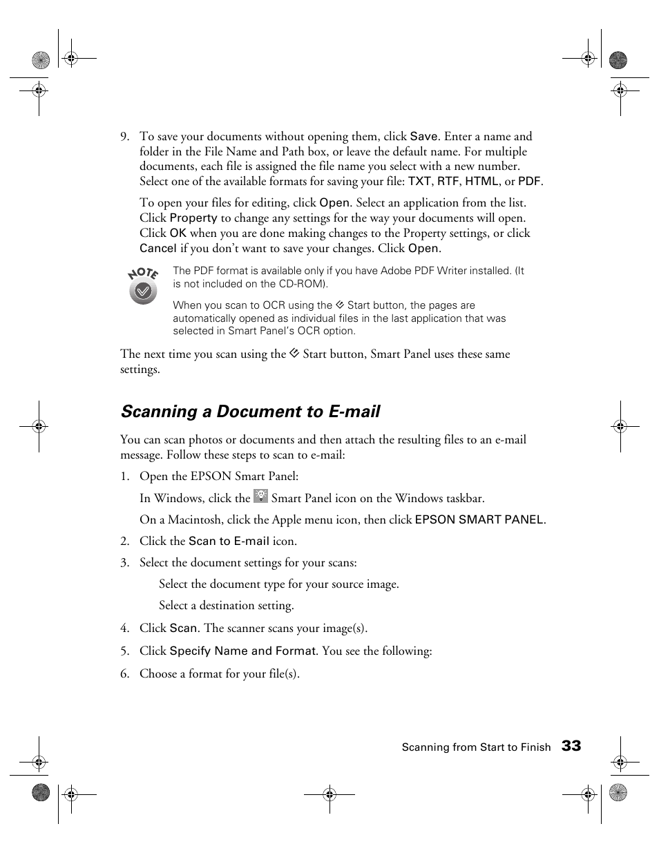 Scanning a document to e- mail, Scanning a document to e-mail | Epson color Perfection 640U User Manual | Page 38 / 71