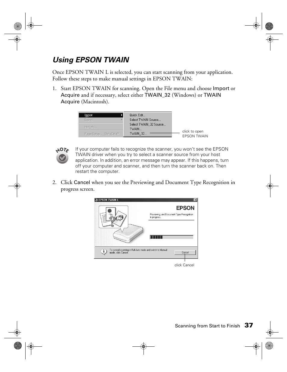 Using epson twain | Epson color Perfection 640U User Manual | Page 42 / 71