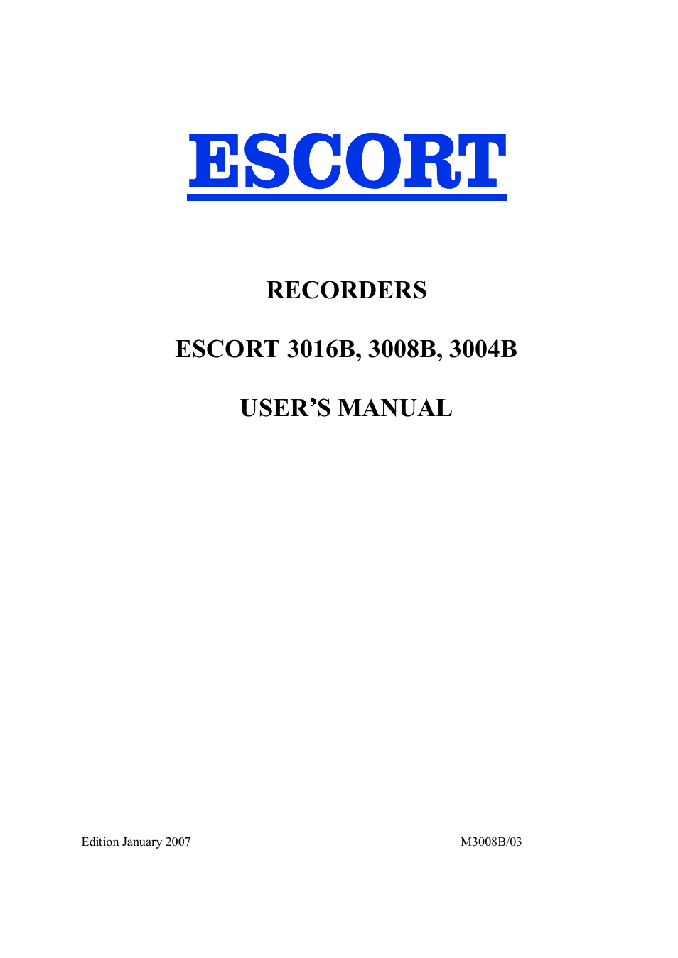 Escort 3016B User Manual | 137 pages