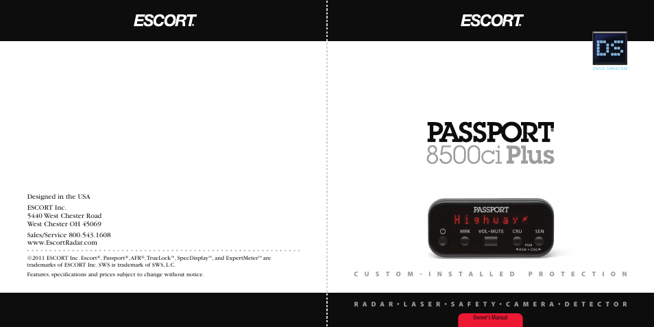 Escort PASSPORT 8500CI User Manual | 18 pages