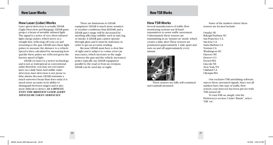 How laser works, How laser (lidar) works, How tsr works | Escort QI45 29256 User Manual | Page 12 / 16