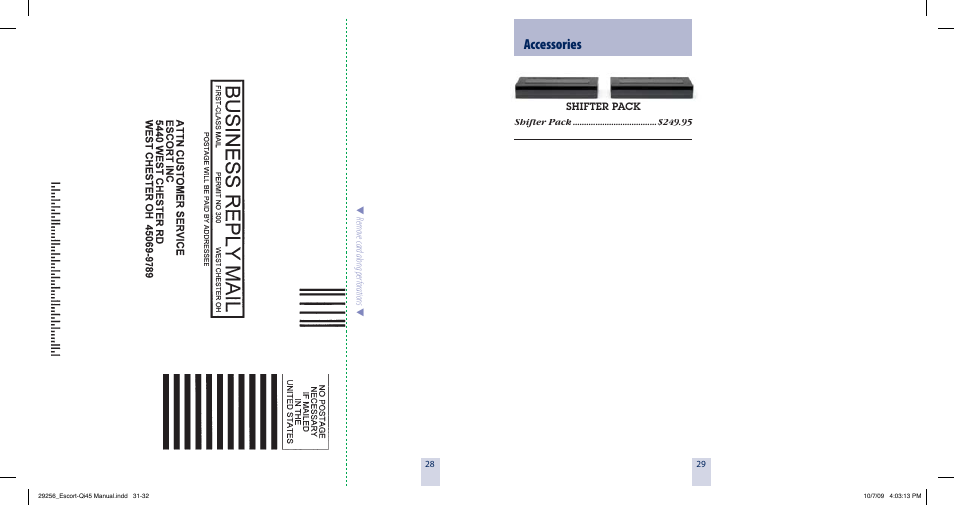 Accessories | Escort QI45 29256 User Manual | Page 16 / 16