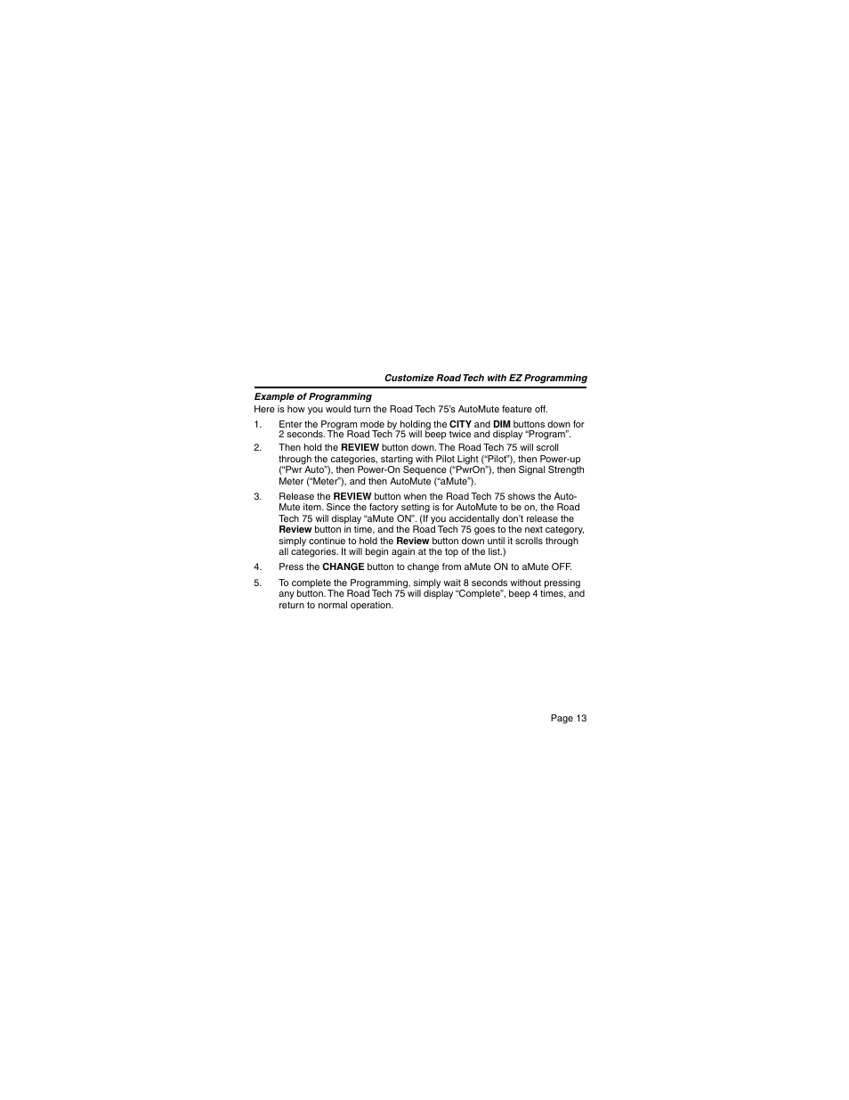 Escort 75 Detector User Manual | Page 13 / 34