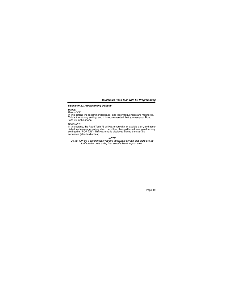 Escort 75 Detector User Manual | Page 19 / 34