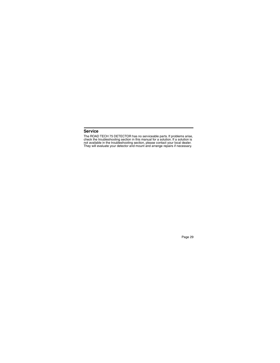 Escort 75 Detector User Manual | Page 29 / 34