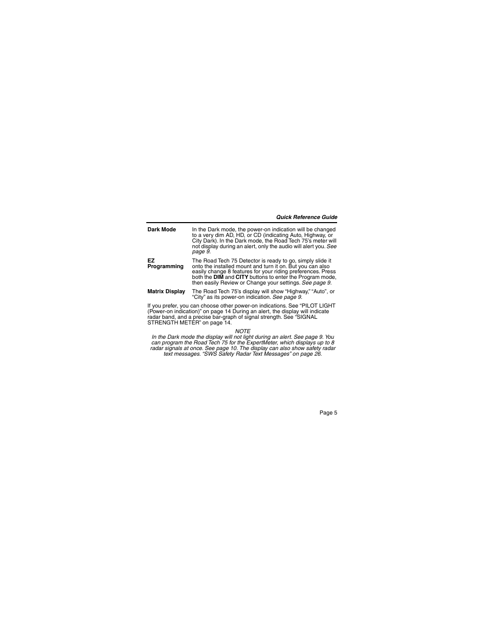 Escort 75 Detector User Manual | Page 5 / 34