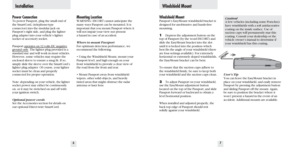 Installation windshield mount | Escort 8500 X50 User Manual | Page 5 / 16