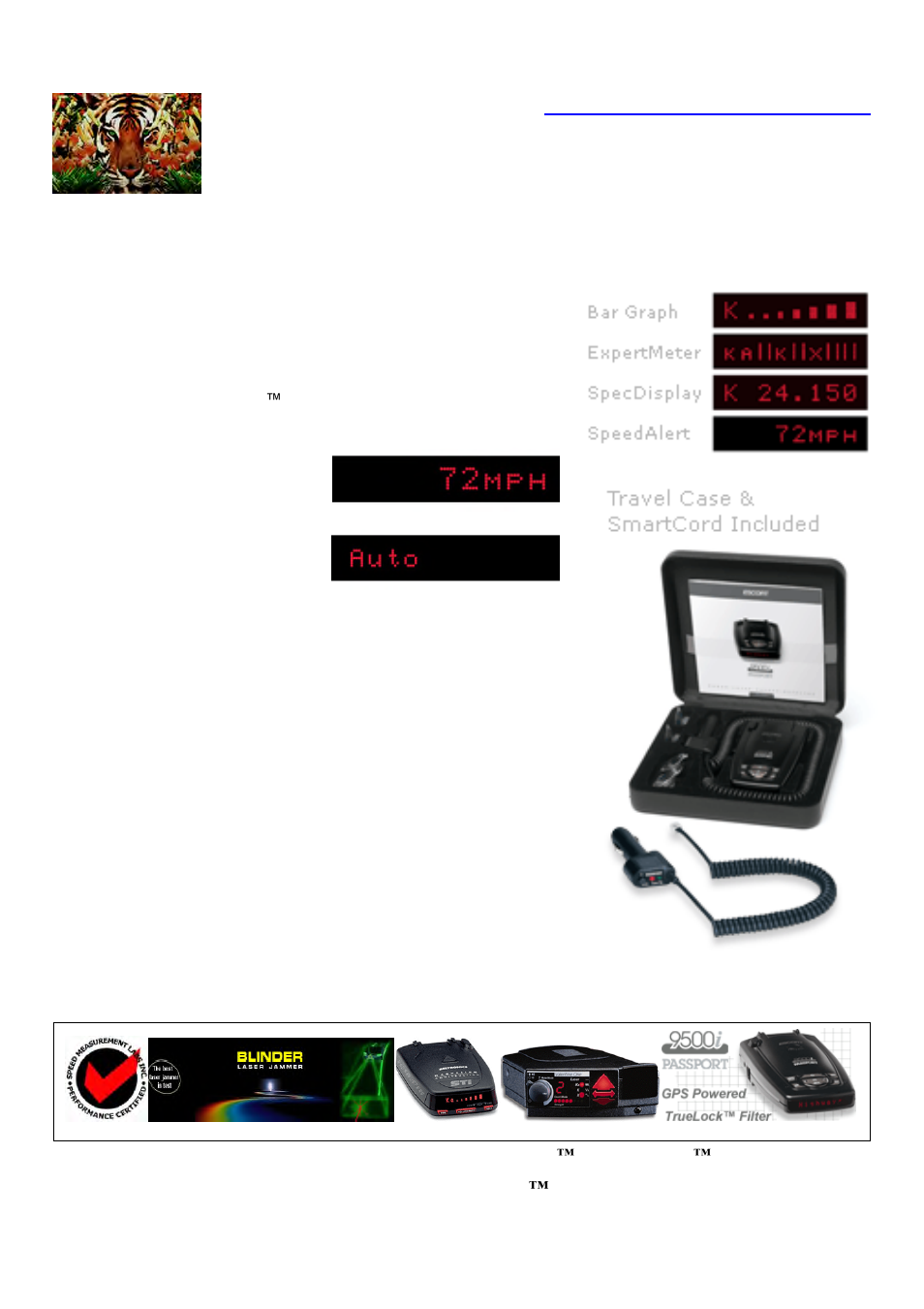 Tiger lily products, Tlp, blinder, bel, escort, valentine, Got performance | Features | Escort Passport 9500i User Manual | Page 6 / 6