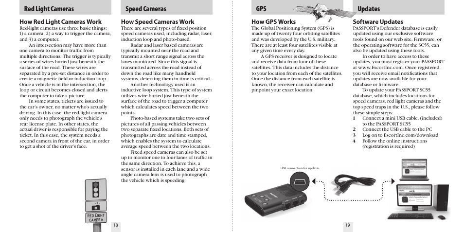 Speed cameras, Red light cameras, Gps updates | Escort PASSPORT SC55 User Manual | Page 11 / 14