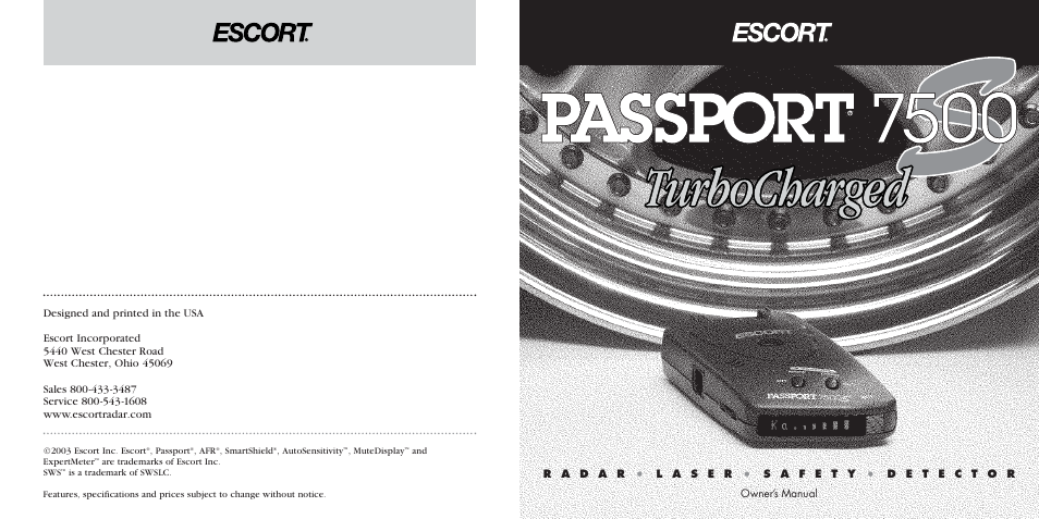 Escort 7500S User Manual | 14 pages