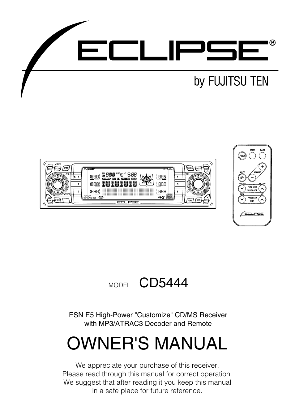 Eclipse - Fujitsu Ten CD5444 User Manual | 152 pages