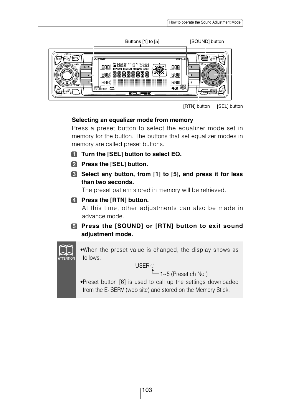 Eclipse - Fujitsu Ten CD5444 User Manual | Page 103 / 152