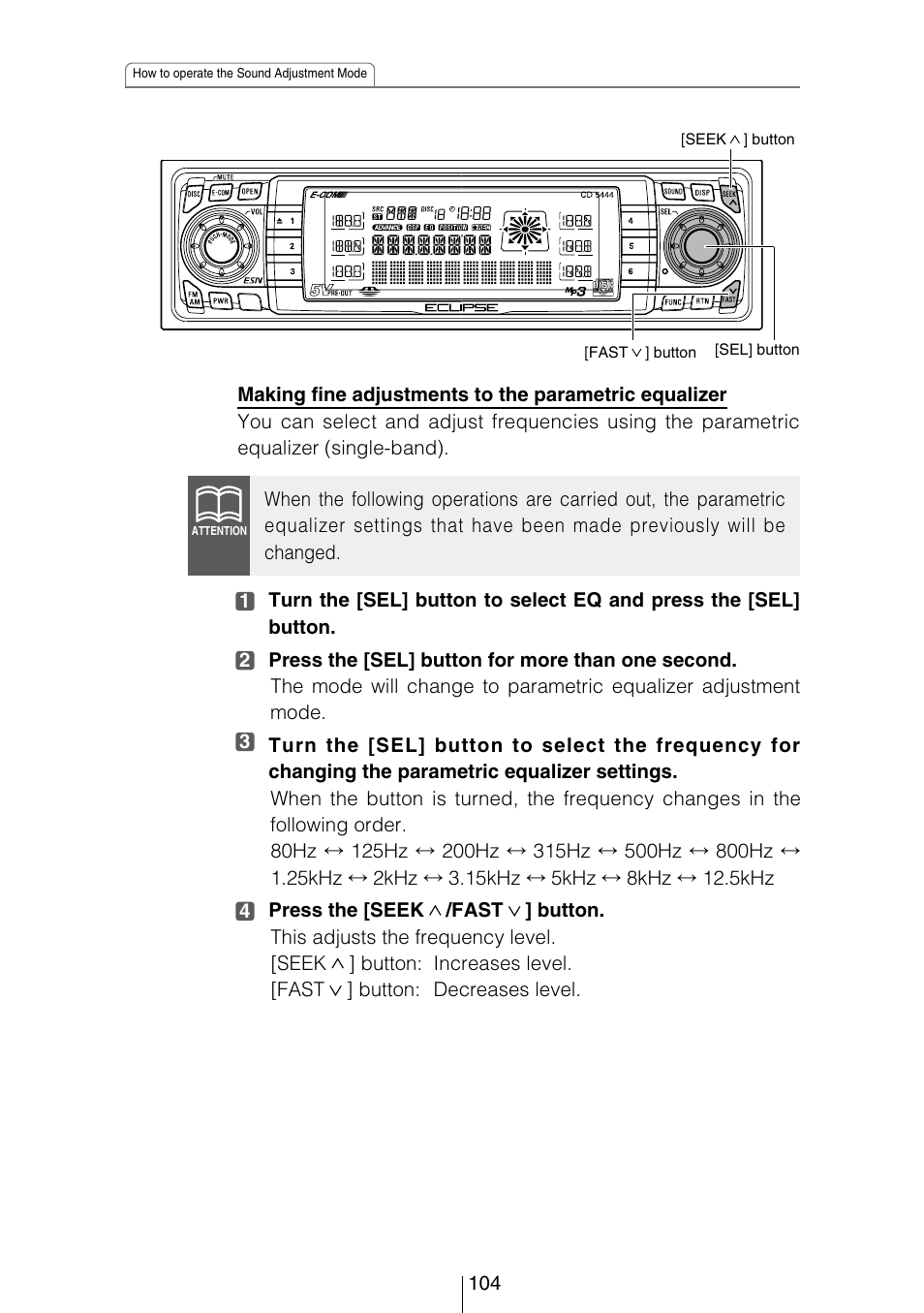 Eclipse - Fujitsu Ten CD5444 User Manual | Page 104 / 152