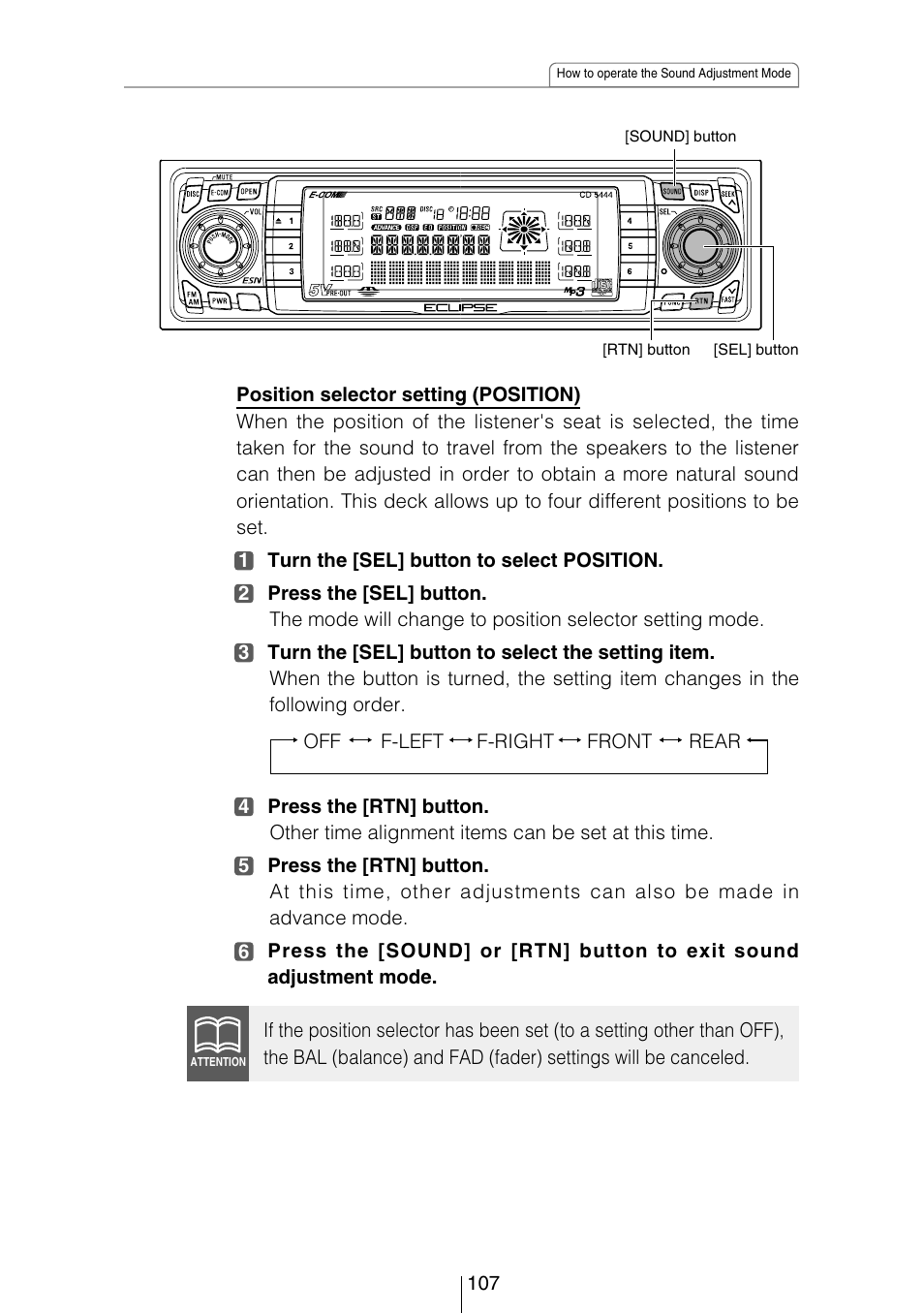 Eclipse - Fujitsu Ten CD5444 User Manual | Page 107 / 152