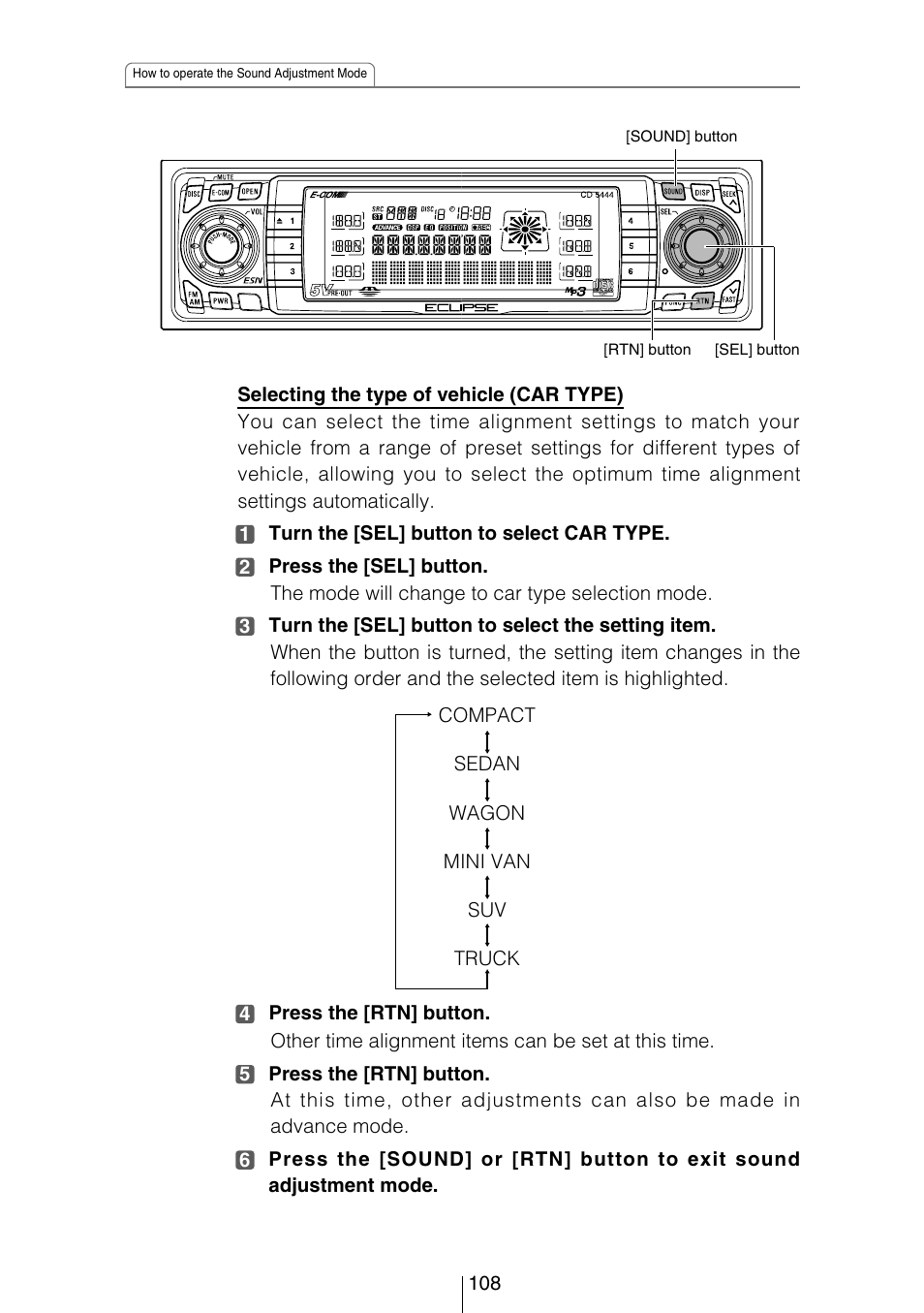 Eclipse - Fujitsu Ten CD5444 User Manual | Page 108 / 152