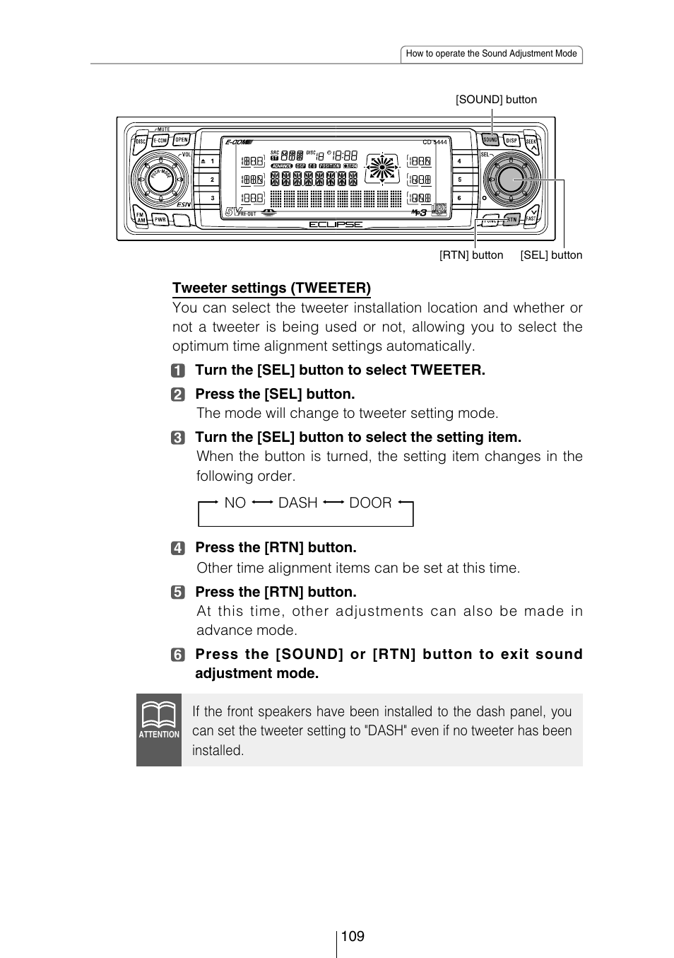 Eclipse - Fujitsu Ten CD5444 User Manual | Page 109 / 152