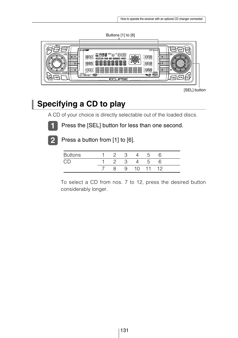 2specifying a cd to play | Eclipse - Fujitsu Ten CD5444 User Manual | Page 131 / 152