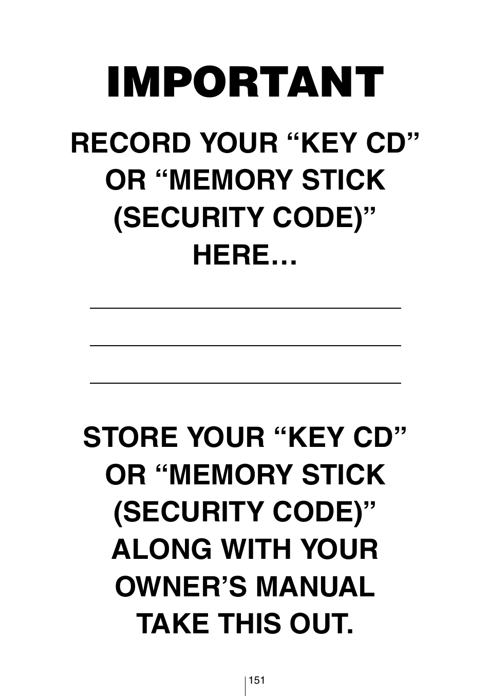 Important | Eclipse - Fujitsu Ten CD5444 User Manual | Page 151 / 152