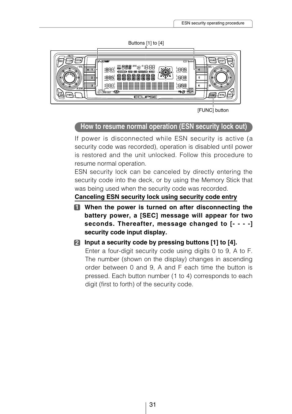 Eclipse - Fujitsu Ten CD5444 User Manual | Page 31 / 152