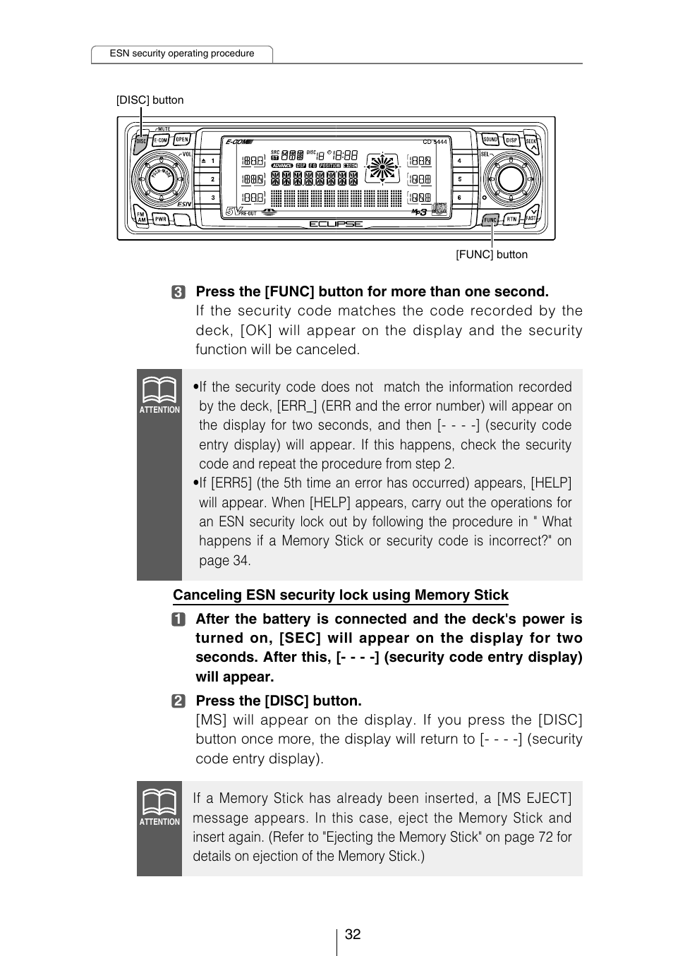 Eclipse - Fujitsu Ten CD5444 User Manual | Page 32 / 152