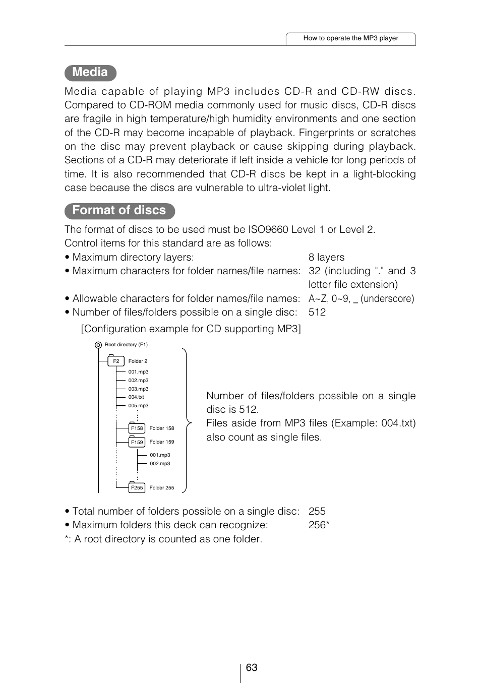 Media format of discs | Eclipse - Fujitsu Ten CD5444 User Manual | Page 63 / 152