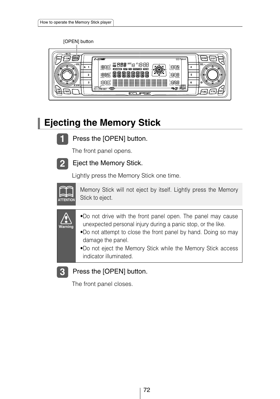 Eclipse - Fujitsu Ten CD5444 User Manual | Page 72 / 152