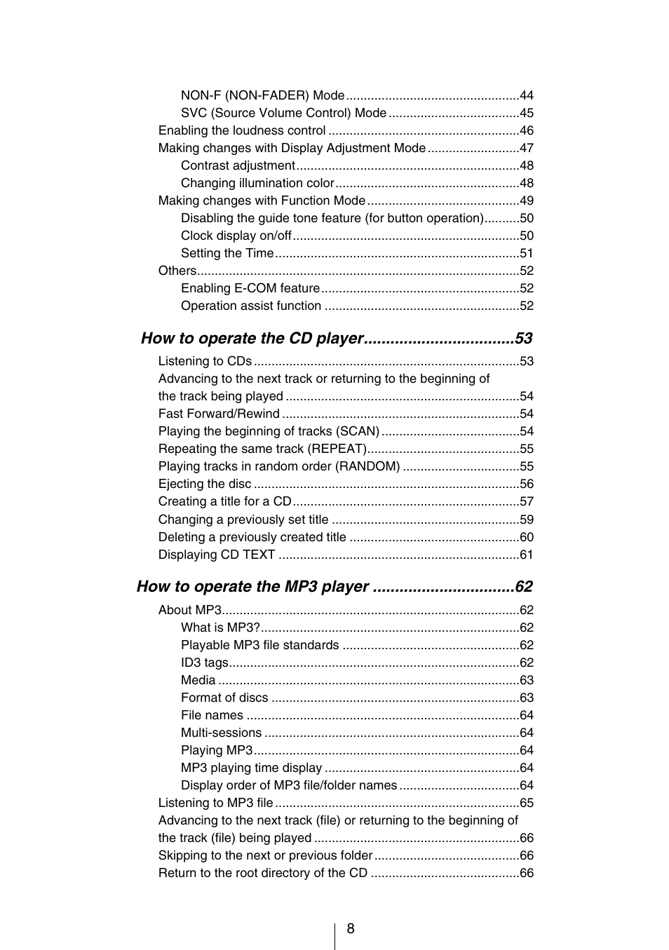 Eclipse - Fujitsu Ten CD5444 User Manual | Page 8 / 152