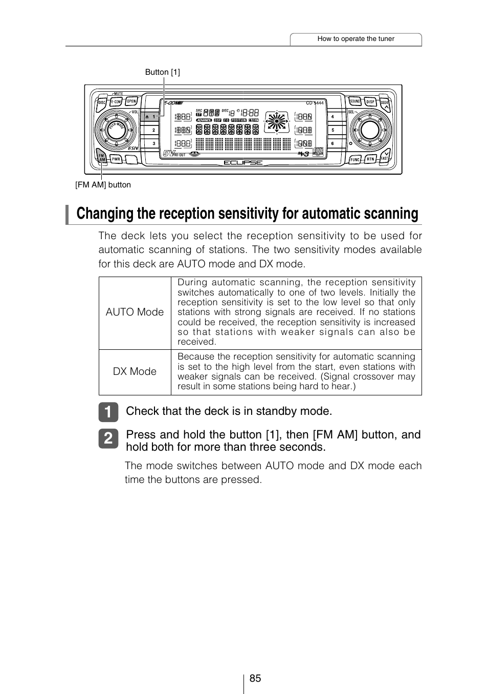 Eclipse - Fujitsu Ten CD5444 User Manual | Page 85 / 152