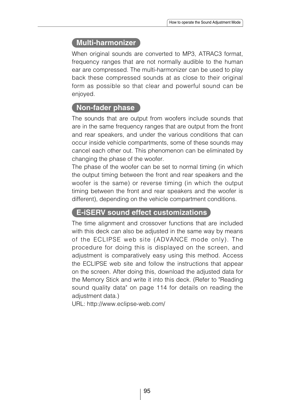 Multi-harmonizer | Eclipse - Fujitsu Ten CD5444 User Manual | Page 95 / 152