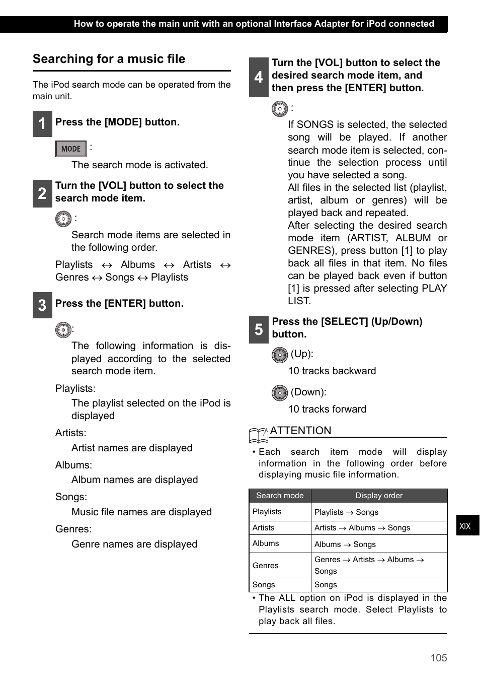Searching for a music file | Eclipse - Fujitsu Ten CD7200 MKII User Manual | Page 105 / 119